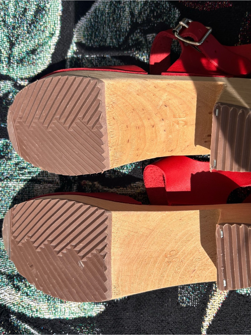 Lotta From Stockholm Red Leather Slingback Clogs with Wooden Heel size 36 - Picture 5 of 7